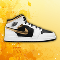 Air Jordan 1 Mid – Negro / Blanco / Dorado